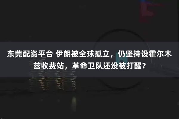 东莞配资平台 伊朗被全球孤立，仍坚持设霍尔木兹收费站，革命卫队还没被打醒？